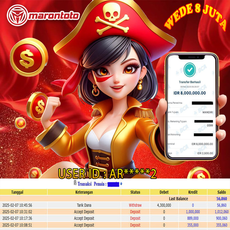 Bukti Kemenangan Member Marontoto Sebesar 8.000,000 JuTa