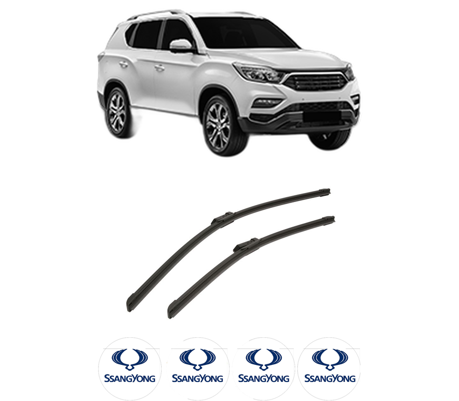 Set stergatoare auto SSANGYONG REXTON (Y400, Y450) din 2017-2018, pentru parbriz auto, 2 bucati, Bosch Aerotwin, din cauciuc siliconat rezistent, 4 Stickere Auto SSANGYONG