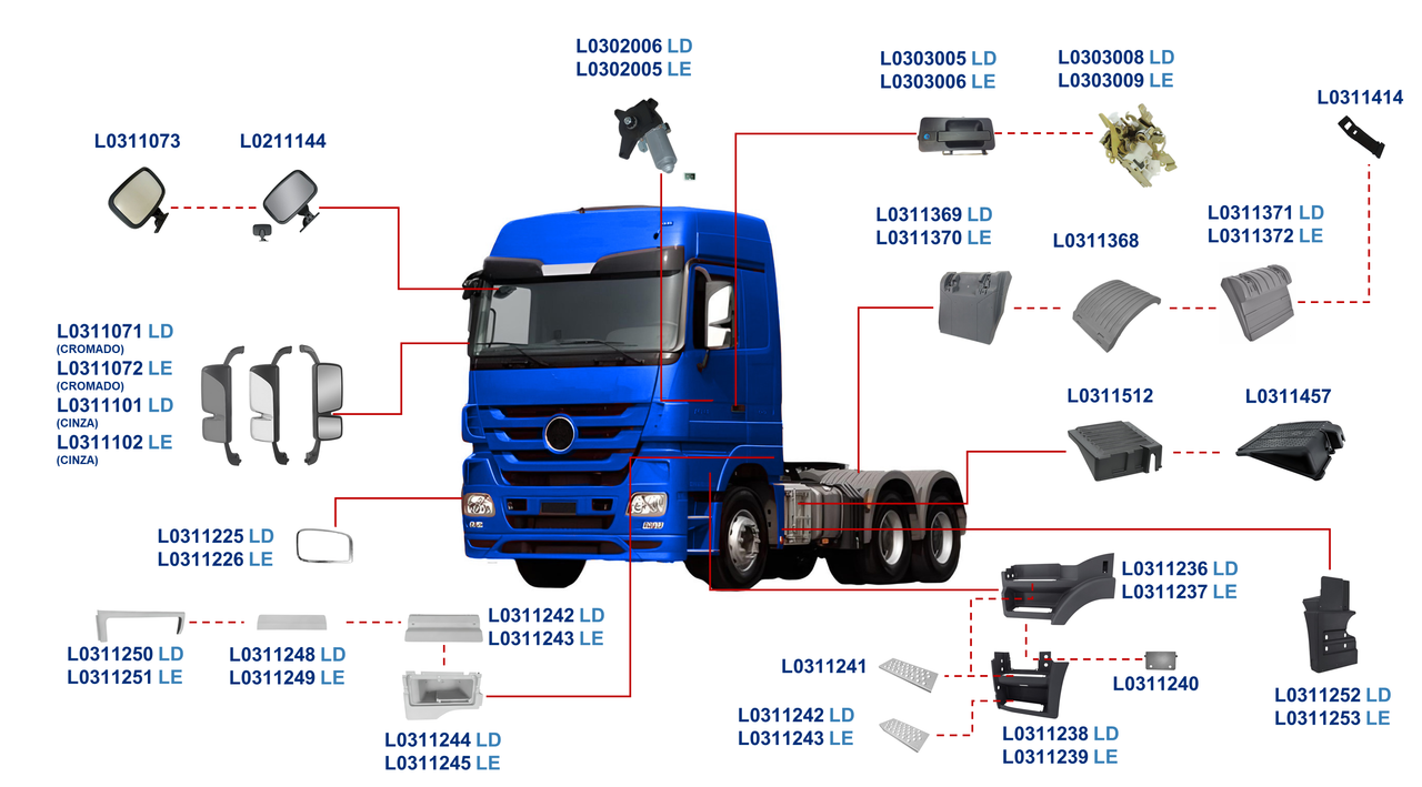 MERCEDES-BENZ -ACTROS CABINE ALTA 2008 A 2015-2646-OM501, OM447-G281-12-ACABAMENTO PERFIL