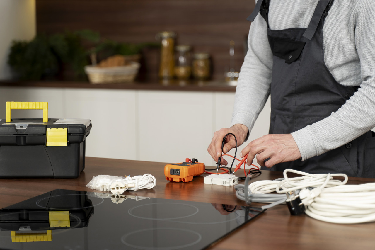 service maintenance worker repairing