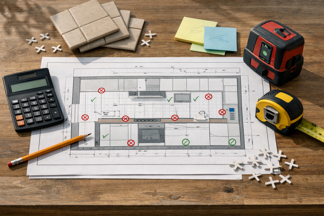Что такое раскладка плитки на фартуке кухни