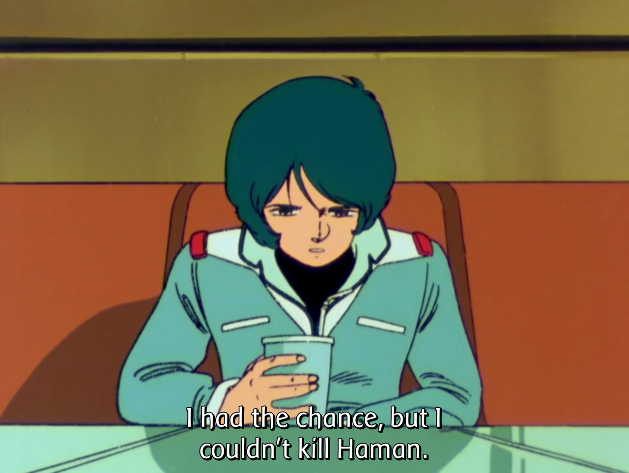 Kamille looks pensive and says, "I had the chance, but I couldn't kill Haman."