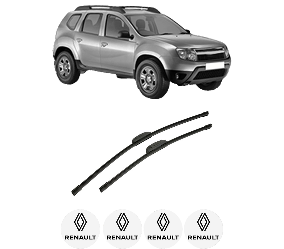 Set stergatoare auto RENAULT DUSTER (HS_) din 2010-2018, pentru parbriz auto, 2 bucati, Bosch Aerotwin Retrofit, din cauciuc siliconat rezistent, 4 Stickere Auto RENAULT