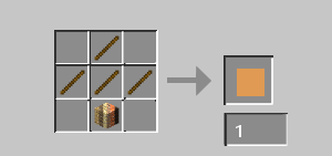 the crafting resipe made of sticks making a cross and replacing the bottem stick with any plank
