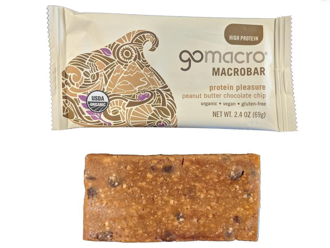 GoMacro peanut butter chocolate chip flavored bar (Protein Pleasure)