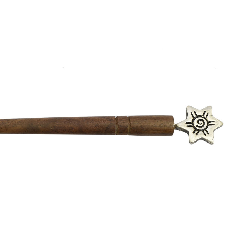 Women Juda Hair Pin Wood & Metal Handmade Beautiful Design Traditional Stick Pin - Picture 13 of 40