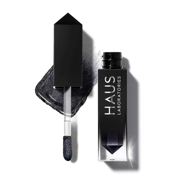 I forget what this shade is called exactly in the Haus Labs line but this is black liquid eyeshadow with glitter