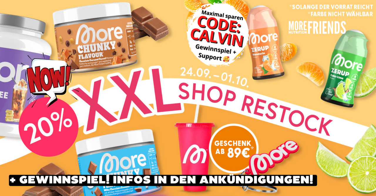 20% Rabatt auf alle Proteine inkl. Pancake-Mix, Pudding, Pizza, Mugcake, Muffin & Chunky