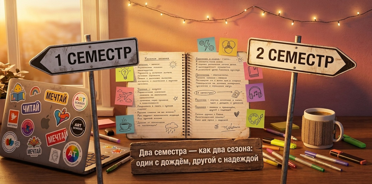 a student's desk or floor scene