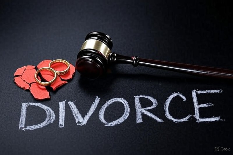 Empty wedding rings on divorce papers symbolizing marriage breakdown
