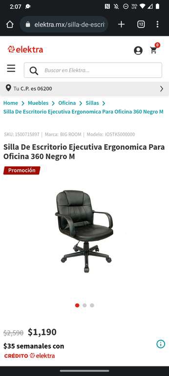 Elektra: Silla De Escritorio Ejecutiva Ergonomica Para Oficina 360 Negro M 
