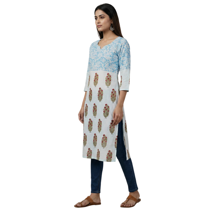 Qyaari by Penkraft Premium Handblock Printed Kurti