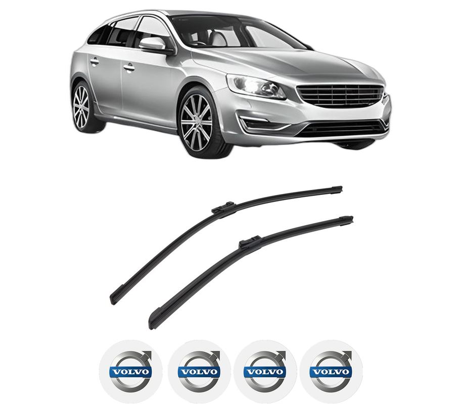 Set stergatoare auto VOLVO V60 I (155) din 2010-2018, pentru parbriz auto, 2 bucati, Bosch Aerotwin, din cauciuc siliconat rezistent, 4 Stickere Auto VOLVO