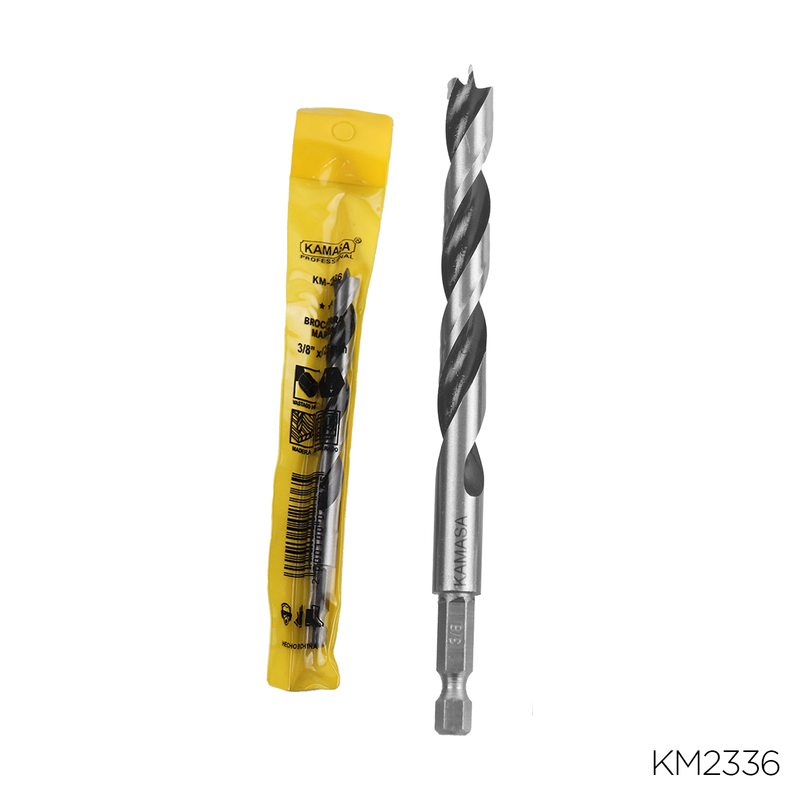 BROCA PARA MADERA CON VASTAGO HEX 1/4" X 3/8" KAMASA