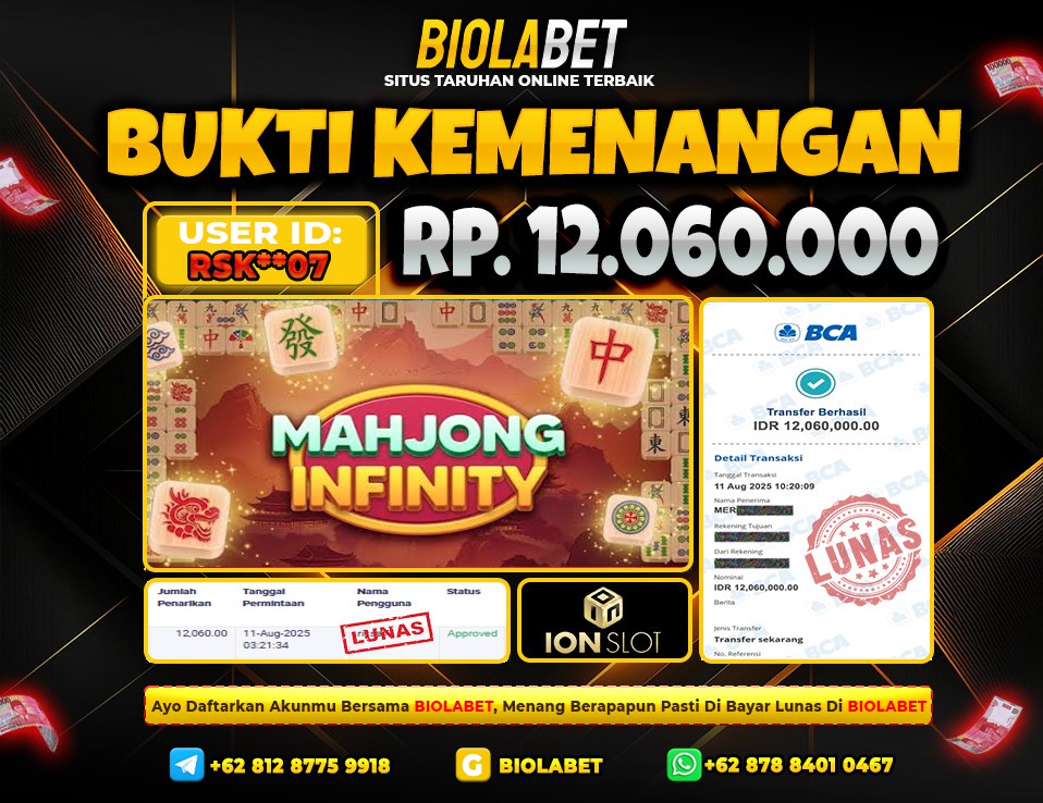 BIOLABET JACKPOT ION SLOT Rp.12.060.000.,- LUNAS