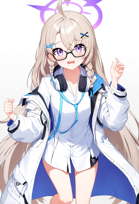 1 girl, {kotama (blue archive)}, light brown hair, purple eyes, single braid, ah s-521962567