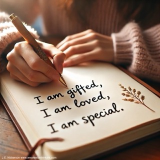 Close-up of a hand writing in an open notebook, symbolizing creativity and reflection.