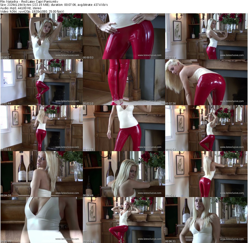 Natasha - Red Latex Capri Pants_s