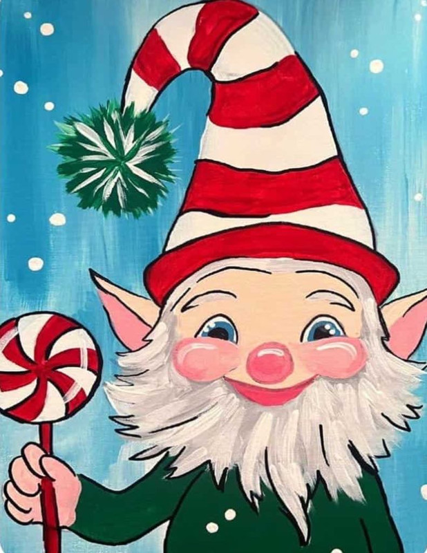 Dec 10th 10a Elf 9x12 canvas and black sharpie