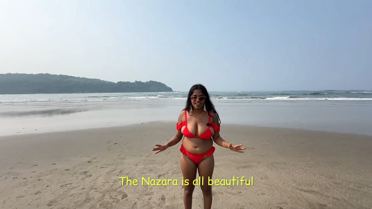 Watersoul huge Hanging Breasts and pierced navel in red and white