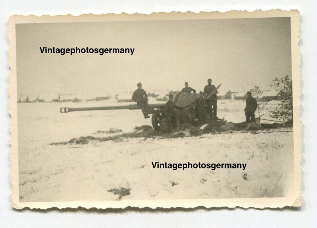 Foto 1944 8,8cm-Pak 43 Panzerjäger Geschütz 8,8 Kanone 2 Rad Lafette