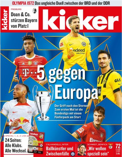 Cover: Kicker Sportmagazin No 72 vom 05 September 2022 Cover: Kicker Sportmagazin No 72 vom 05 September 2022