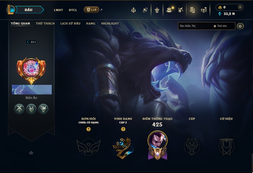 Acc LMHT # - Không Khung