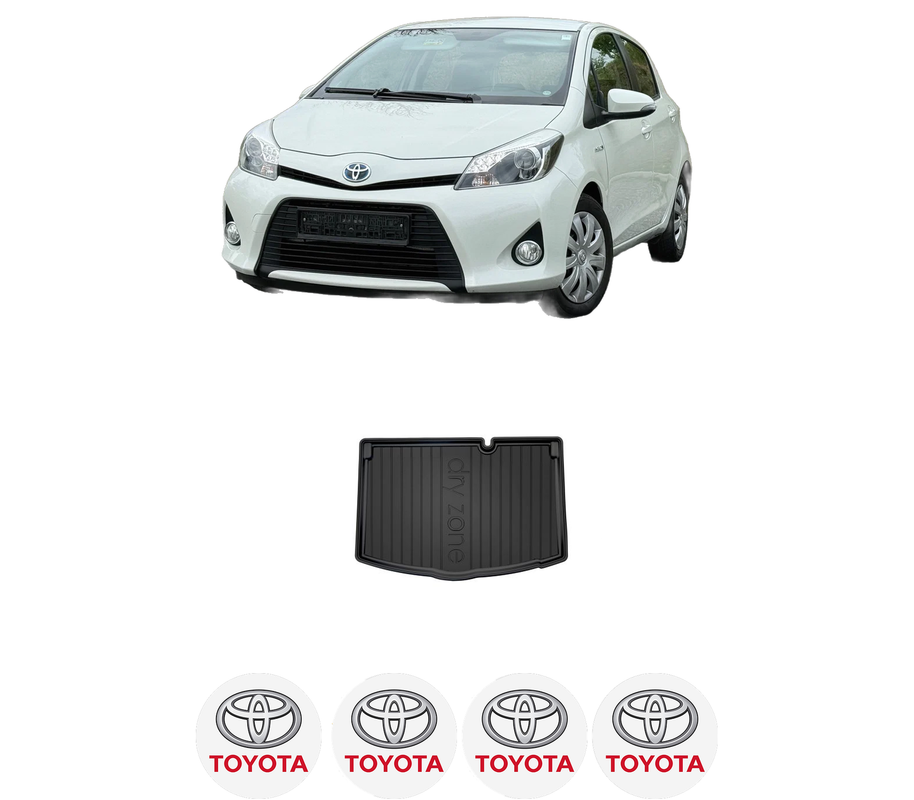 Tavita Portbagaj TOYOTA YARIS (_P15_) din 2013-2016, Protectie Portbagaj Auto, 4x Stickere auto cu TOYOTA