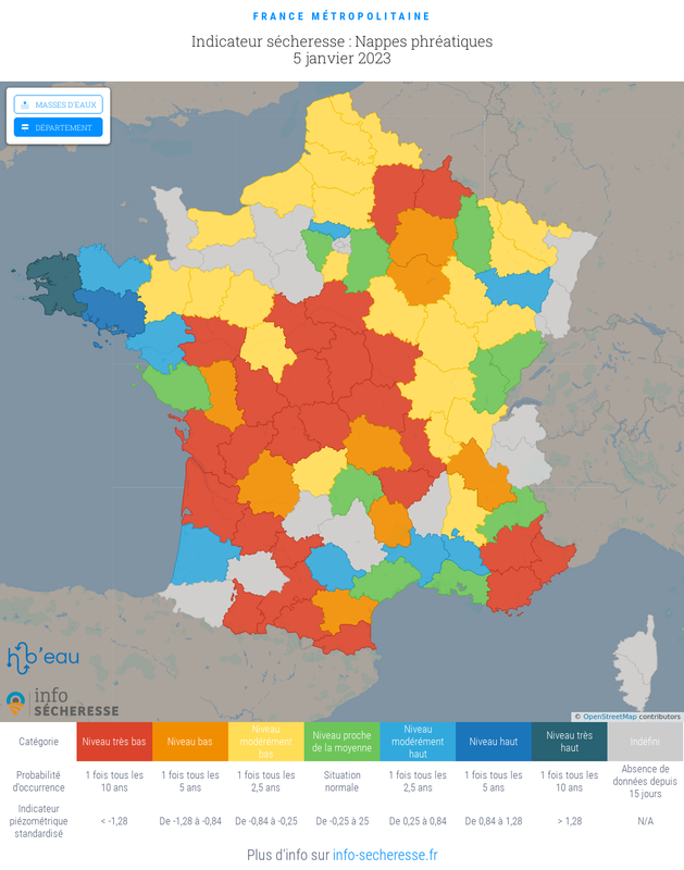 Nappes phréatiques - Département _ Info-Secheresse.fr