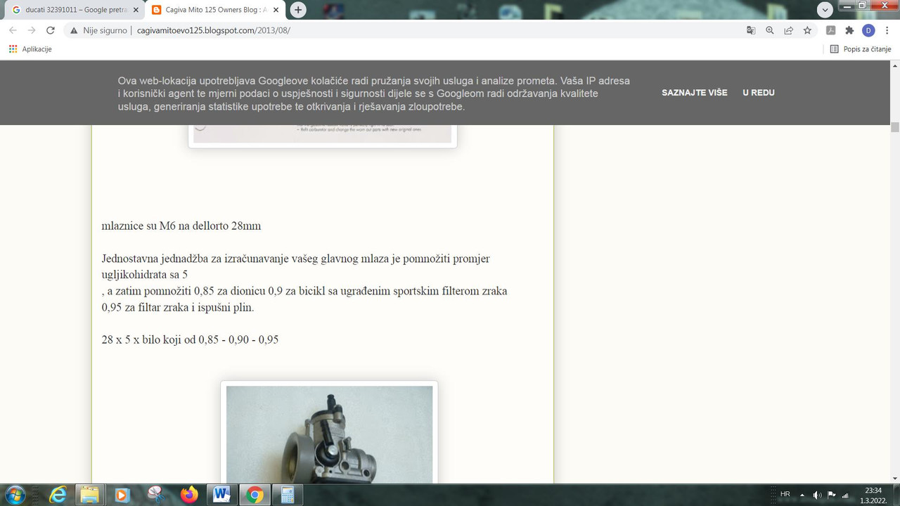 izračun dizne, točan je