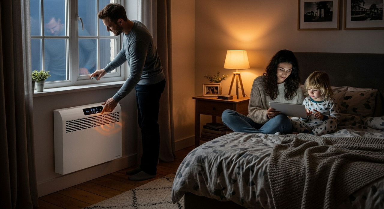 Настенный конвектор без вентилятора для бесшумного обогрева спальни