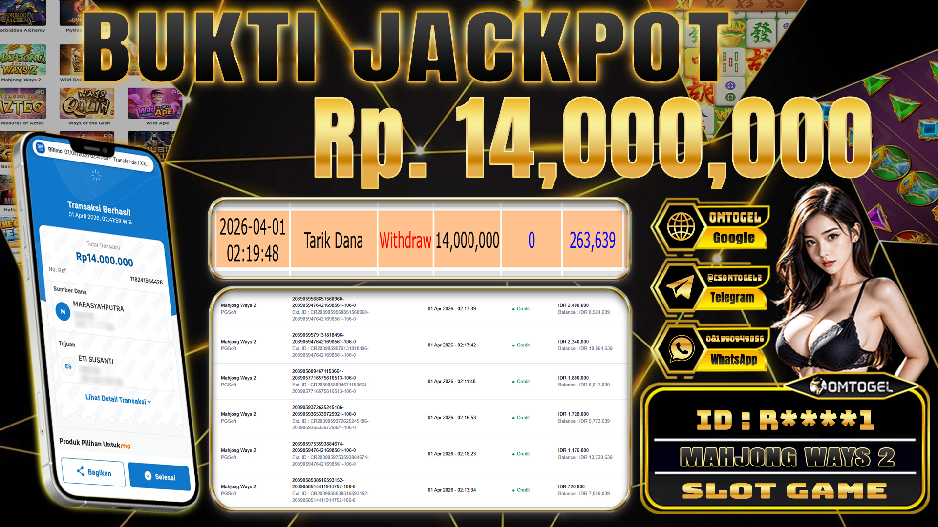 OMTOGEL JACKPOT PG SOFT MAHJONG WAYS 2 , 14JUTA DI BAYAR LUNAS ,-