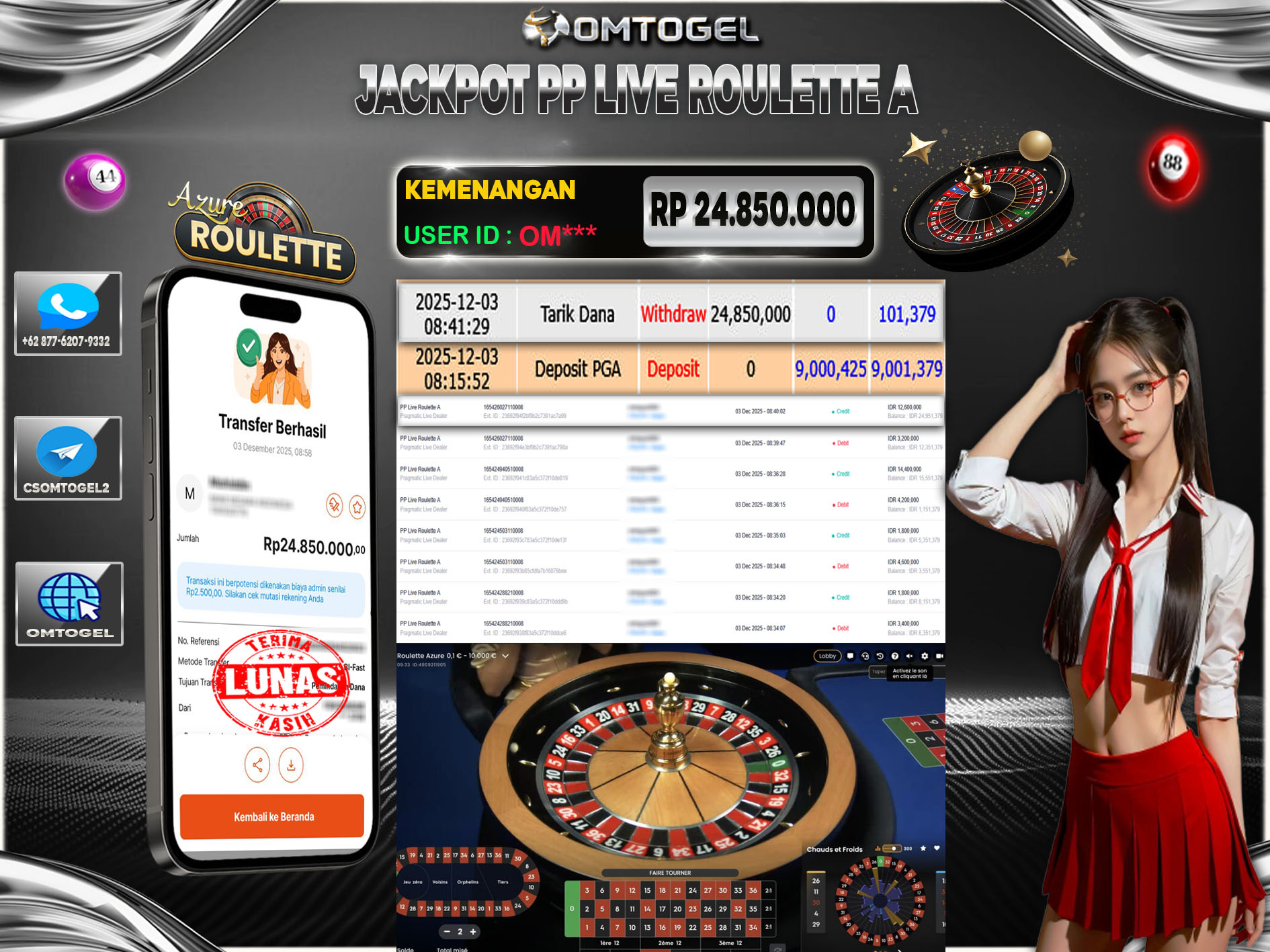 OMTOGEL JACKPOT PRAGMATIC LIVE DEALER PP LIVE ROULETTE A  ,24 JUTA DI BAYAR LUNAS ,-