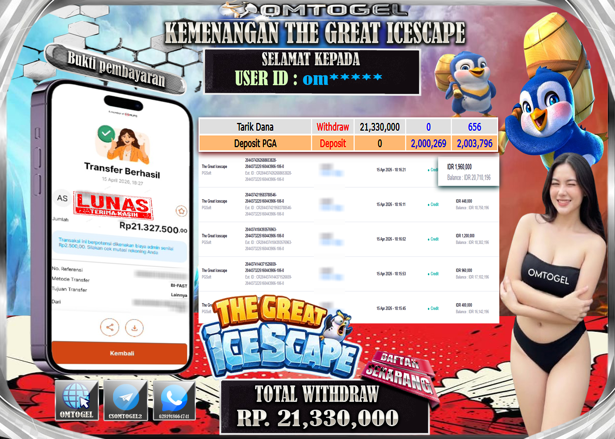 OMTOGEL JACKPOT PGSOFT THE GREAT ICESCAPE ,21 JUTA DI BAYAR LUNAS ,-