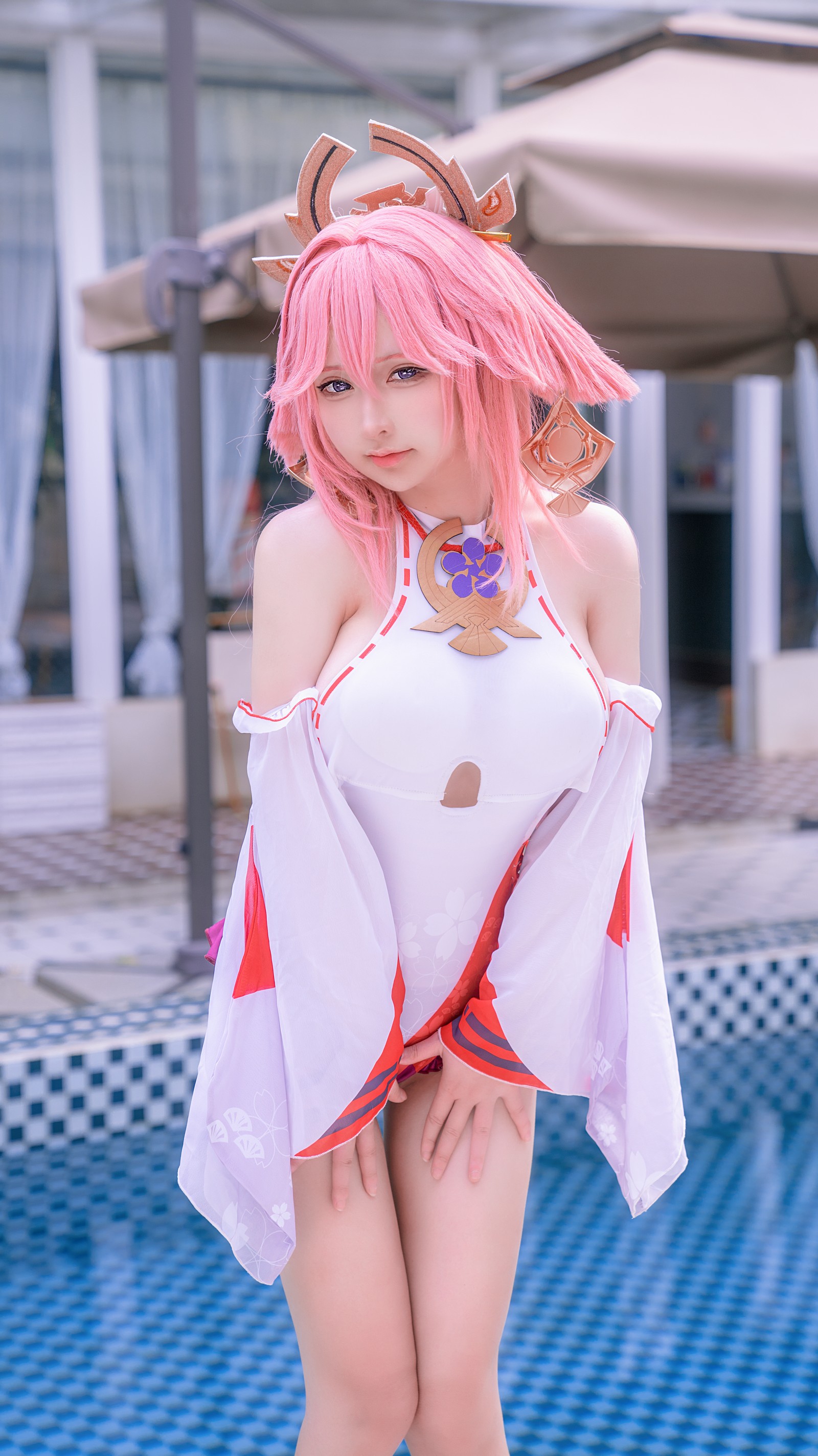 樱梨梨 八重神子 泳装 Cosplay 写真合集｜原神角色高清图集（29P｜429MB）插图5