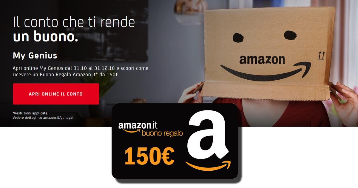 Unicredit My Genius: in regalo Buono Amazon.it da 150 euro [scaduto  31/01/19] - Pagina 2