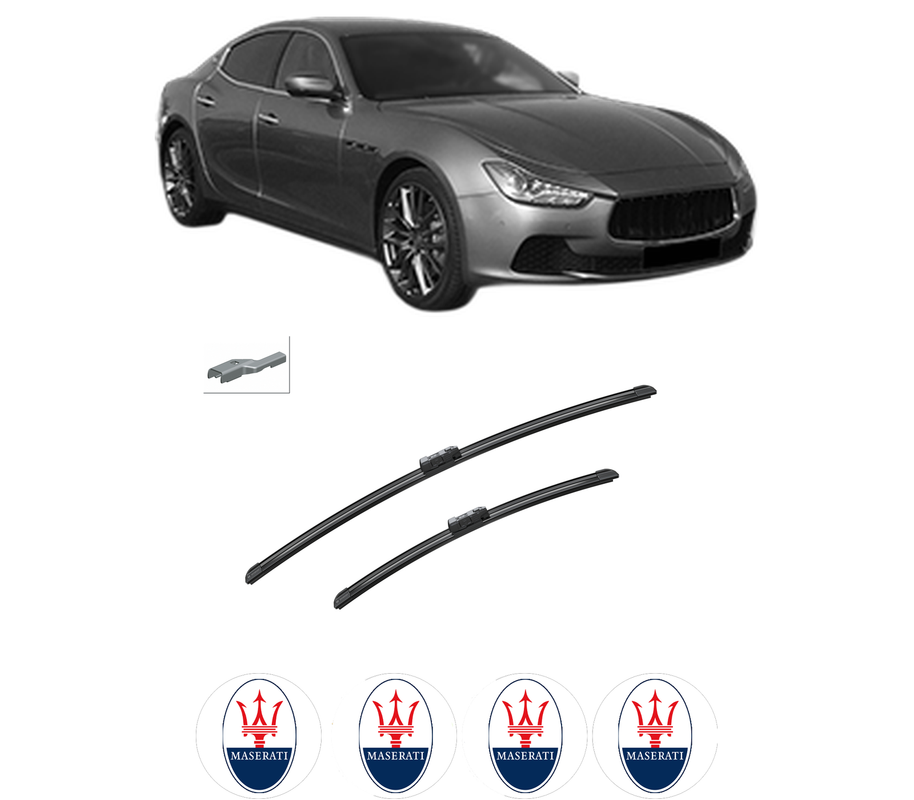 Set stergatoare auto MASERATI GHIBLI III (M157) din 2013-2017, pentru parbriz auto, 2 bucati, Bosch Aerotwin, din cauciuc siliconat rezistent, 4 Stickere Auto MASERATI