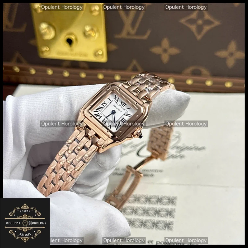 Cartier Panthere Watch Replica 23x30mm Rose Gold Plated Swiss Quartz