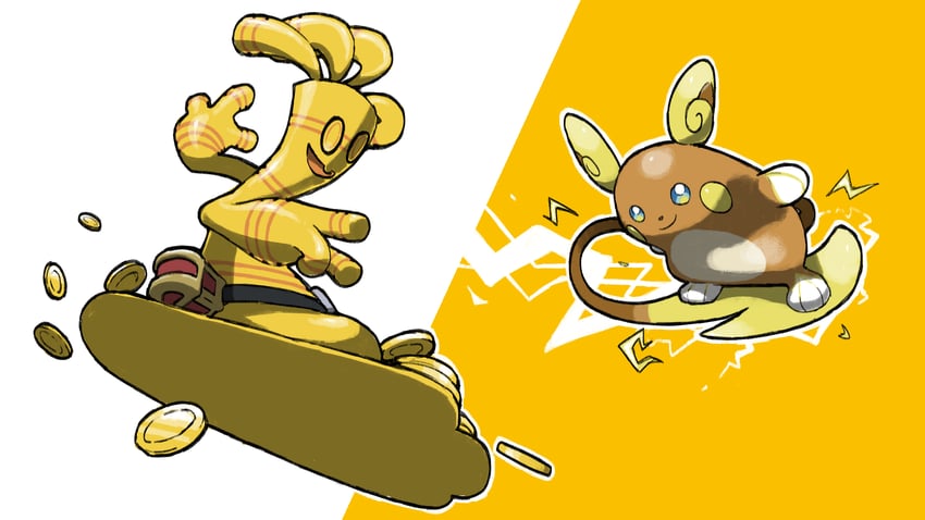 alolan-raichu-and-gholdengo-pokemon-draw