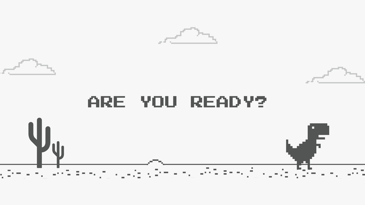 White Gray Modern Pixel Dino Trivia Game Night Presentation