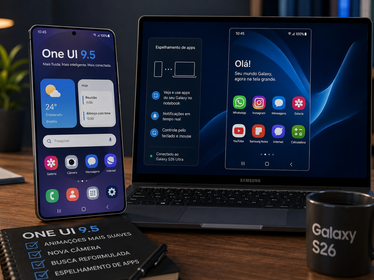 One UI 9.5 pode levar novo espelhamento de apps e ajustes visuais ao Galaxy S26