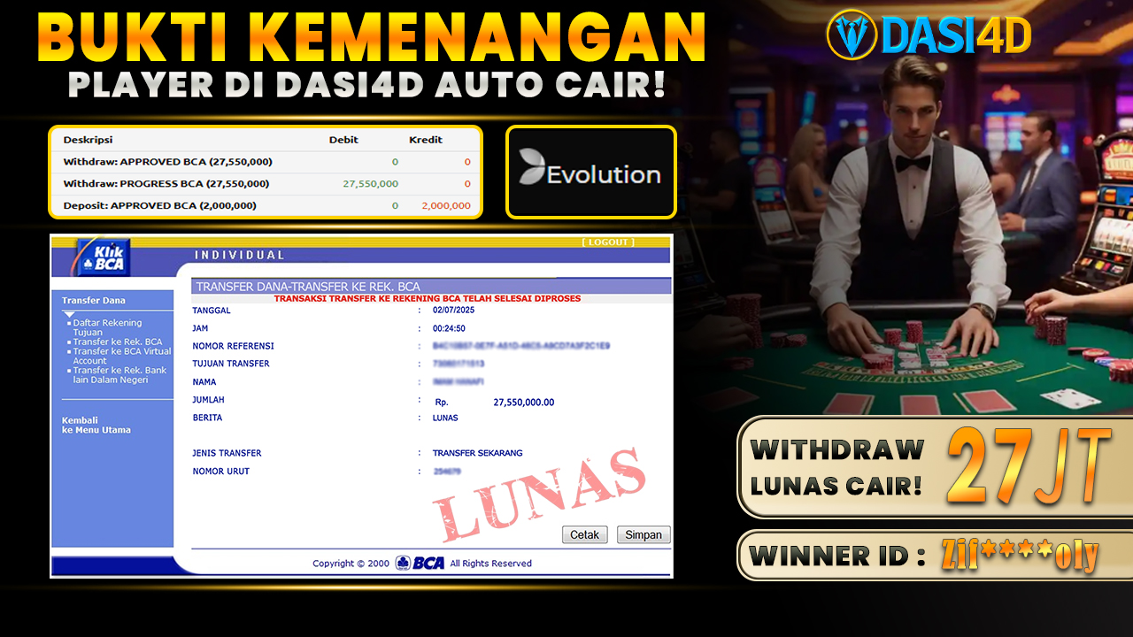 BUKTI KEMENANGAN 02 JULY DI POKER LOBBY WD 27 JUTA
