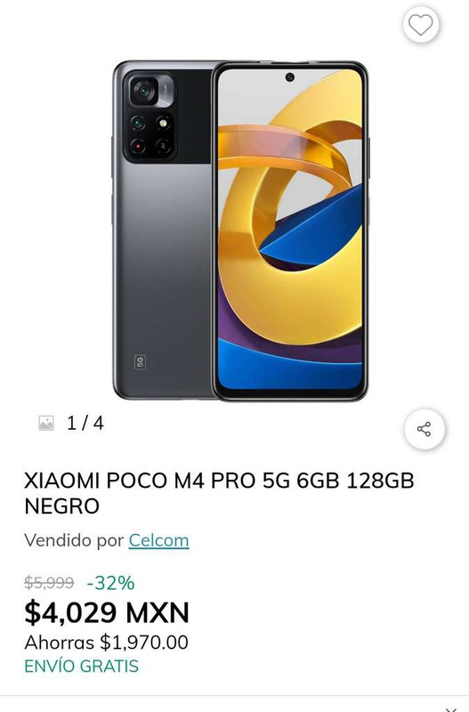 Claro Shop: XIAOMI POCO M4 PRO 5G 6GB 128GB $4029 