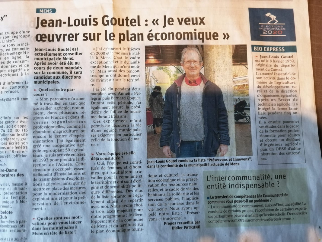 Jean Louis Goutel bis dans 2020 Municipales daubJL2