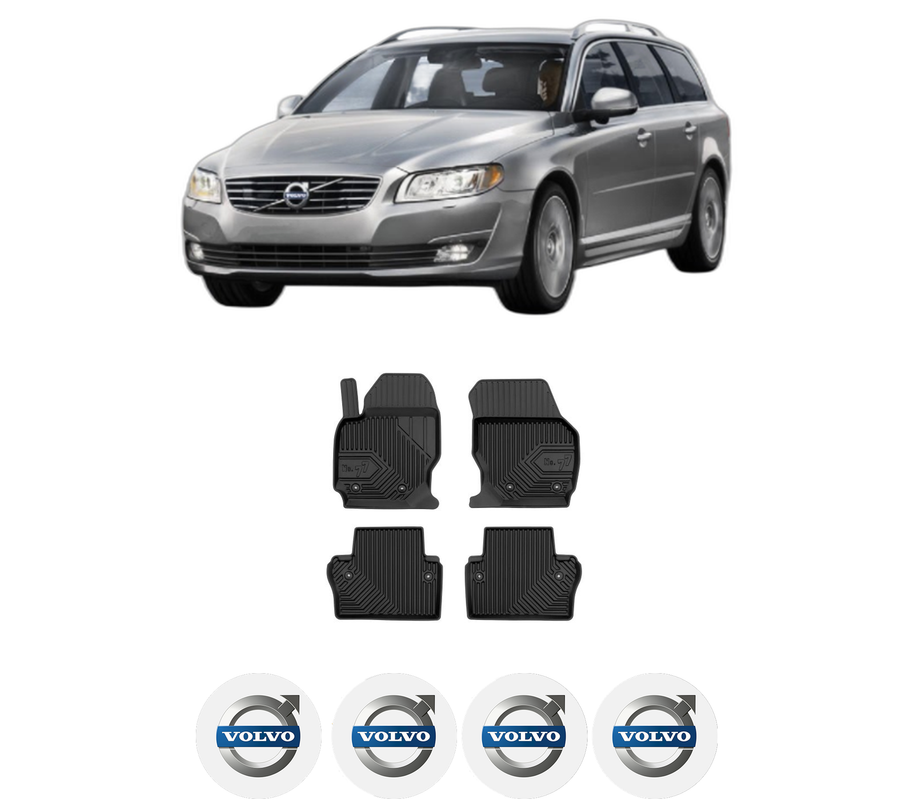 Set covorase presuri VOLVO V70 III Estate Van (135) din 2013-2015, auto, din cauciuc thermoplastic, 4 Stickere auto cu VOLVO