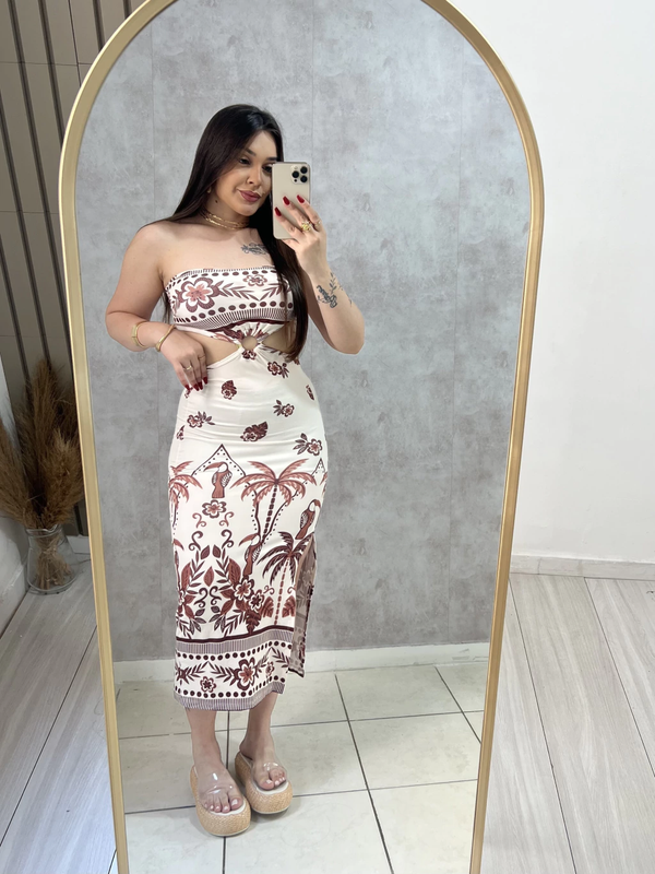 Vestido Suplex Estampado Tomara que Caia