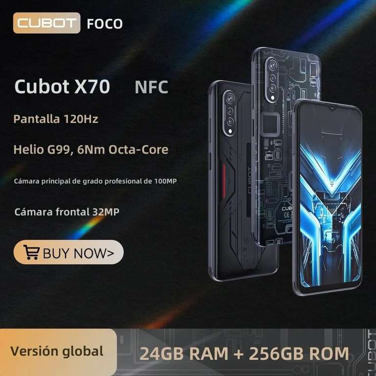 Aliexpress: Celular Cubot X70 - 12gb/256gb enviado desde México + Protector de pantalla 
