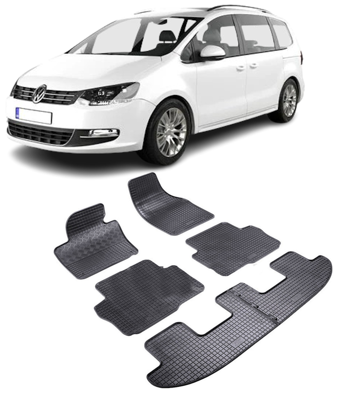 Set 4 covorase Volkswagen Sharan 7M 2010-2022, din cauciuc 100%, compatibile cu autoturismul Volkswagen Sharan