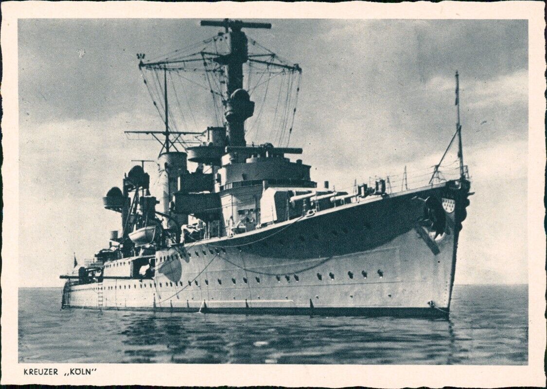 gewerblicher Verkäufer__Ansichtskarte Schiffe-Schifffahrt - Kriegsschiffe (Marine) Kreuzer Köln 1937