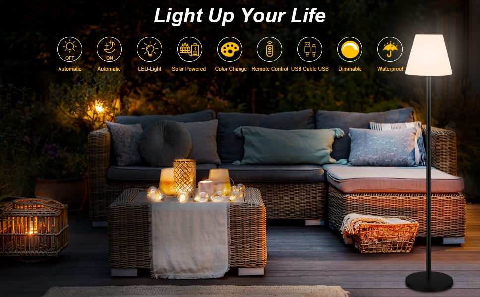 Lampadaire Extérieur Solaire RGB dans un Jardin